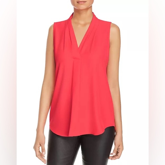 Calvin Klein V-neck Vibrant Red / Orange / Pink Sleeveless Blouse Women’s Medium - Picture 1 of 2